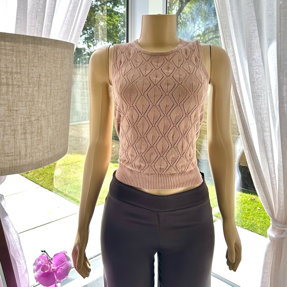 TRINA TURK Beige Knit Sweater Vest Top Size S